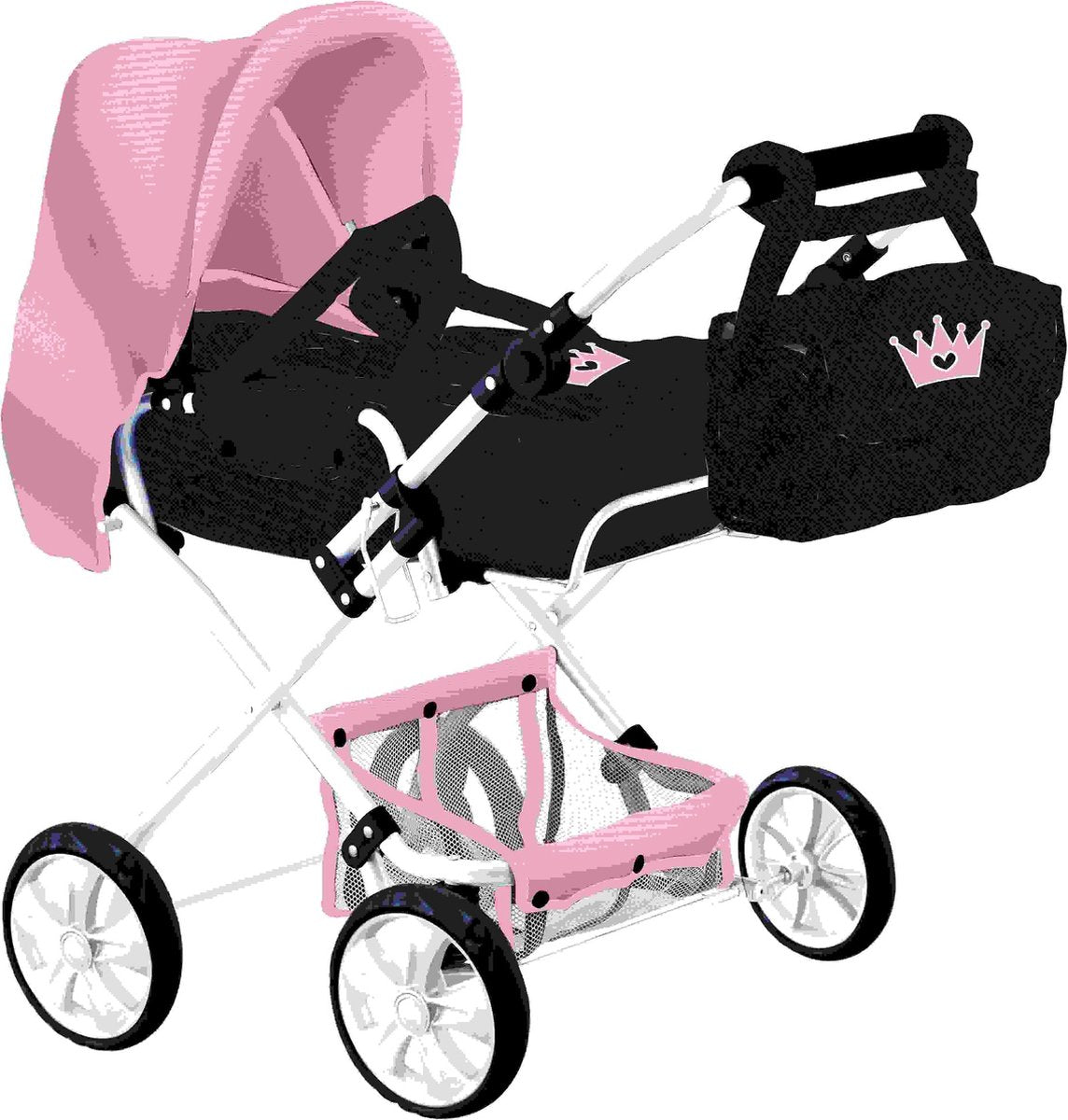 Braet baby- og småbørnsvogn combi 2 med kronetaske blå rose