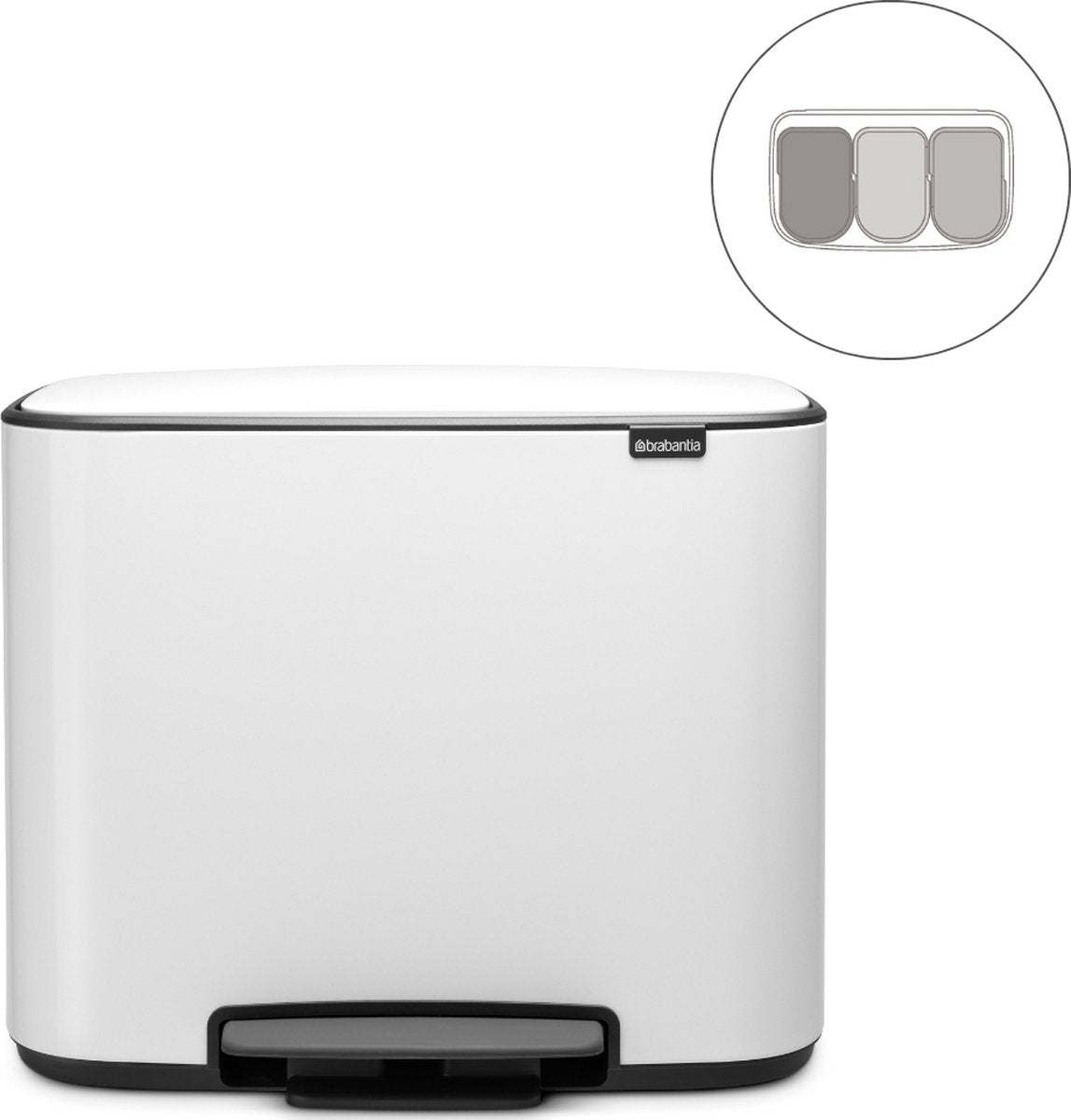 Brabantia bo affaldsspand - 3 x 11 liter - affaldssortering - hvid