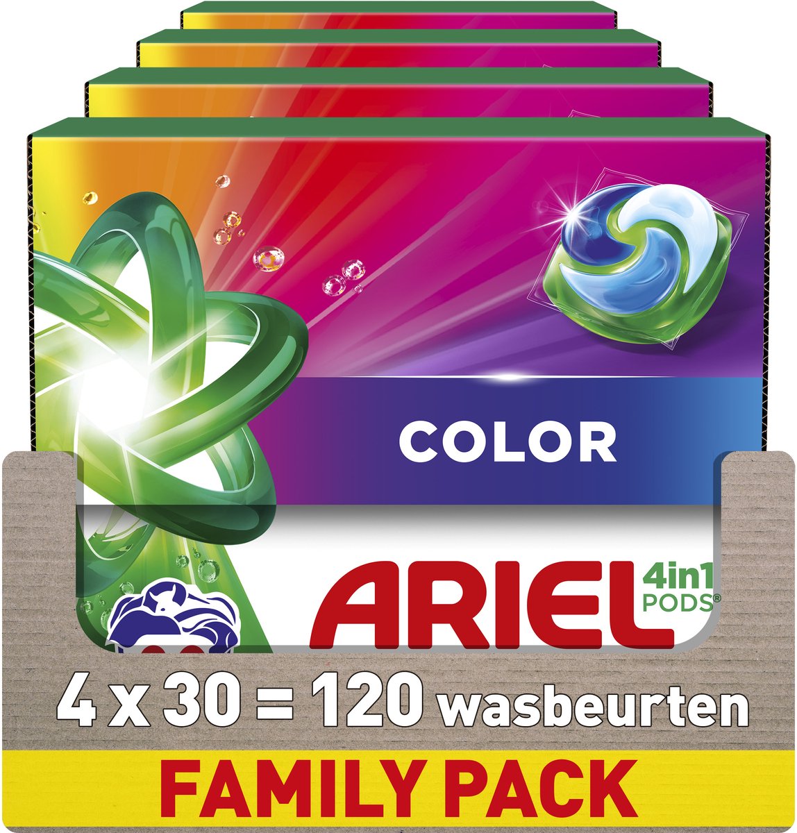 Ariel 4-i-1 vaskemiddelbælg farve - 4 x 30 vaske
