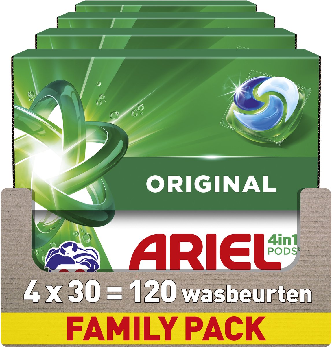 Ariel 4 i 1 vaskemiddelbælg original - 4 x 30 vaske