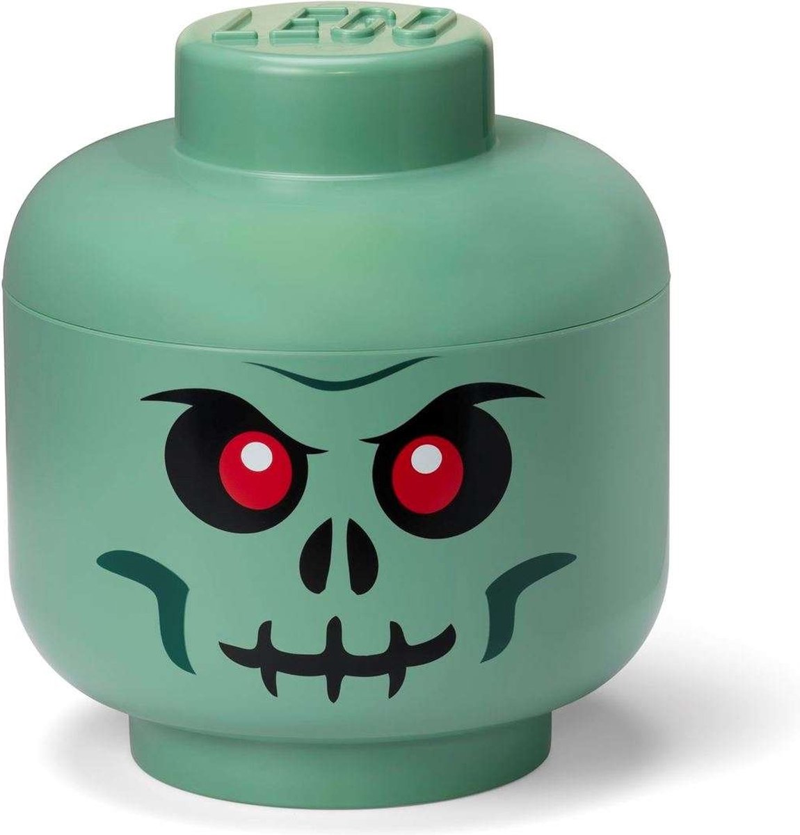 Lego opbevaringsboks hoved skelet grøn, stor -
