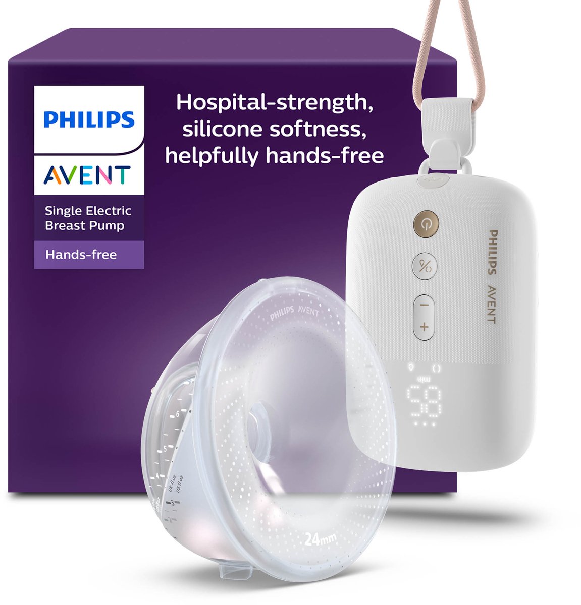 Philips avent - handsfree enkele elektrische draagbare borstkolf - comfortabele krachtige motor - ultralichte transparante cups - scf531 11