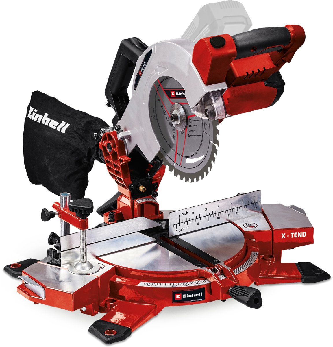 Einhell akku overskæringssav te-ms 18 210 li solo - power x-change - 18 v li-ion - ø210 mm - x-tend emnestøtter - inkl. 40 tands savklinge - ekskl. batteri og oplader