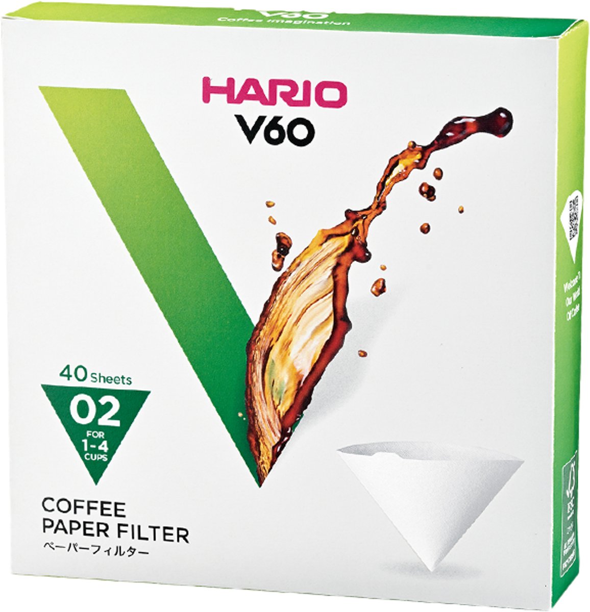 Hario v60 filterpapir - 02 størrelse - 40 stk - hvid