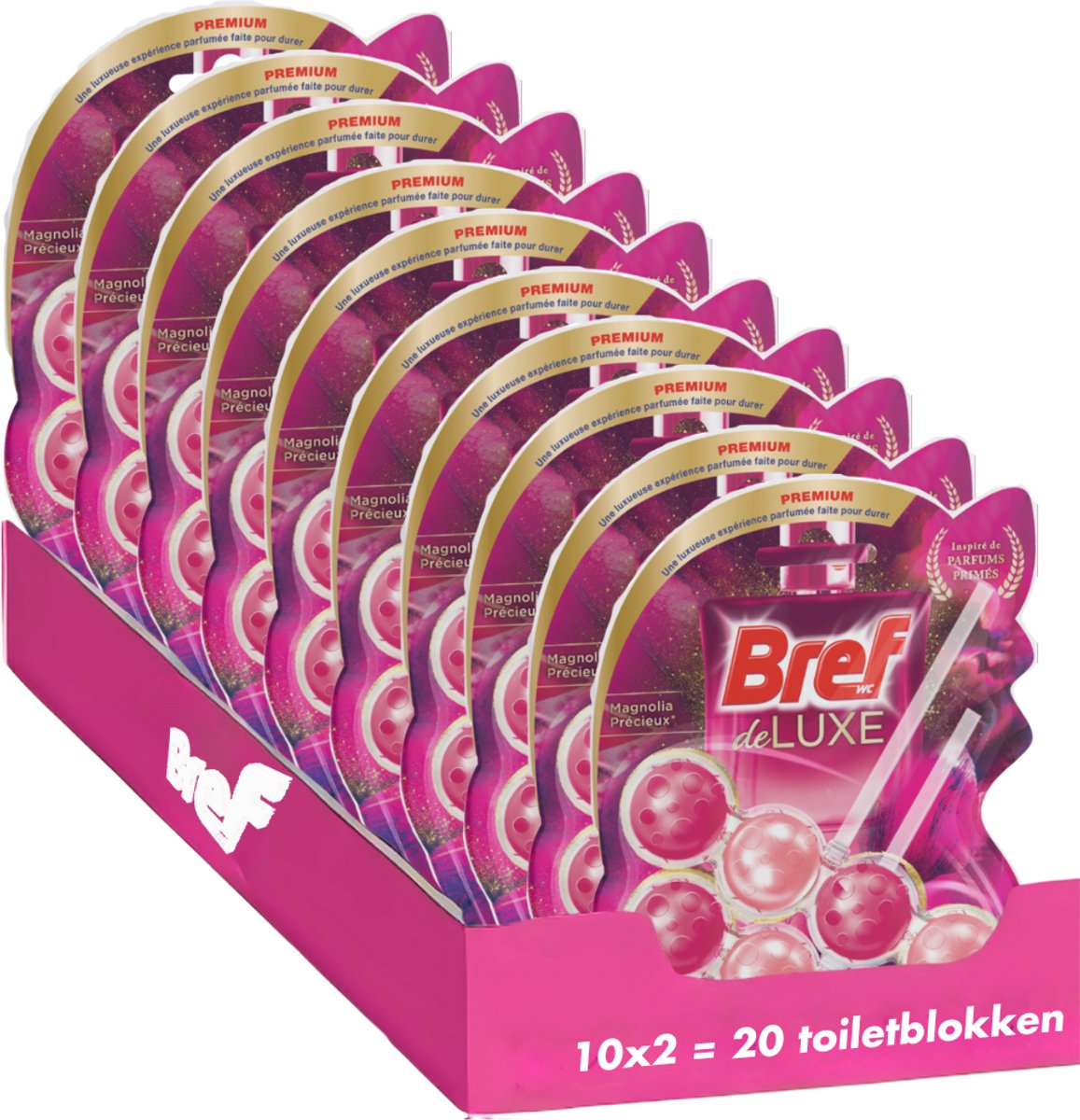Bref - deluxe magnolia - toiletblok - elegance og friskhed - langvarig duft - værdipakke - 10x 2 stk.