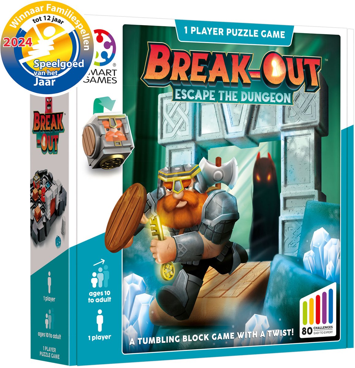 Smartgames breakout - logisk tænkespil - 80 eventyrlige dungeon-udfordringer - pædagogisk solospil - fra 10 år