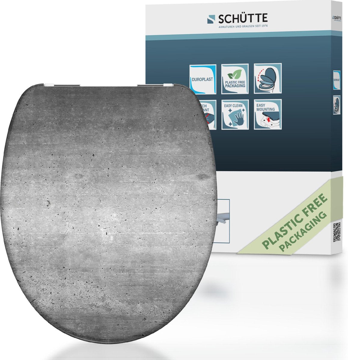 Schütte toiletsæde 82155 industriel grå - duroplast - soft close - krom hængsler - indretning - 1-sidet print
