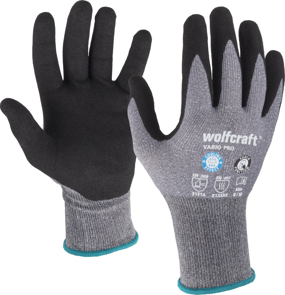 Wolfcraft - arbejdshandsker str. m - thermatech - nitril - str. 8 - 4982000
