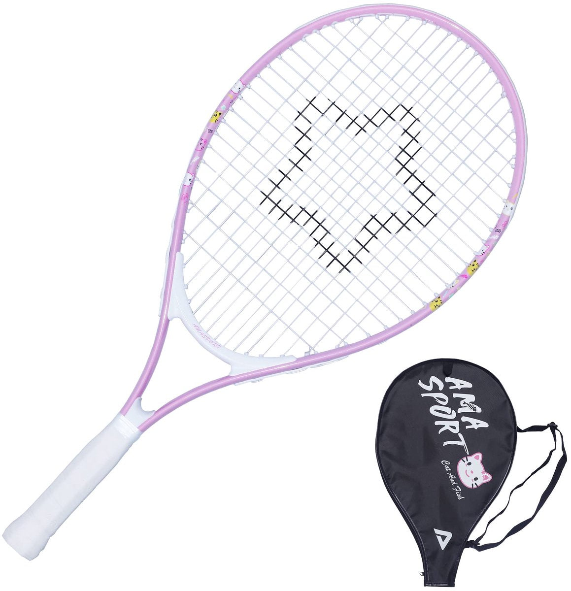Ama sport børnetennisketcher kat pink 23 tommer - letvægts juniorketcher med taske - ideel til begyndere -