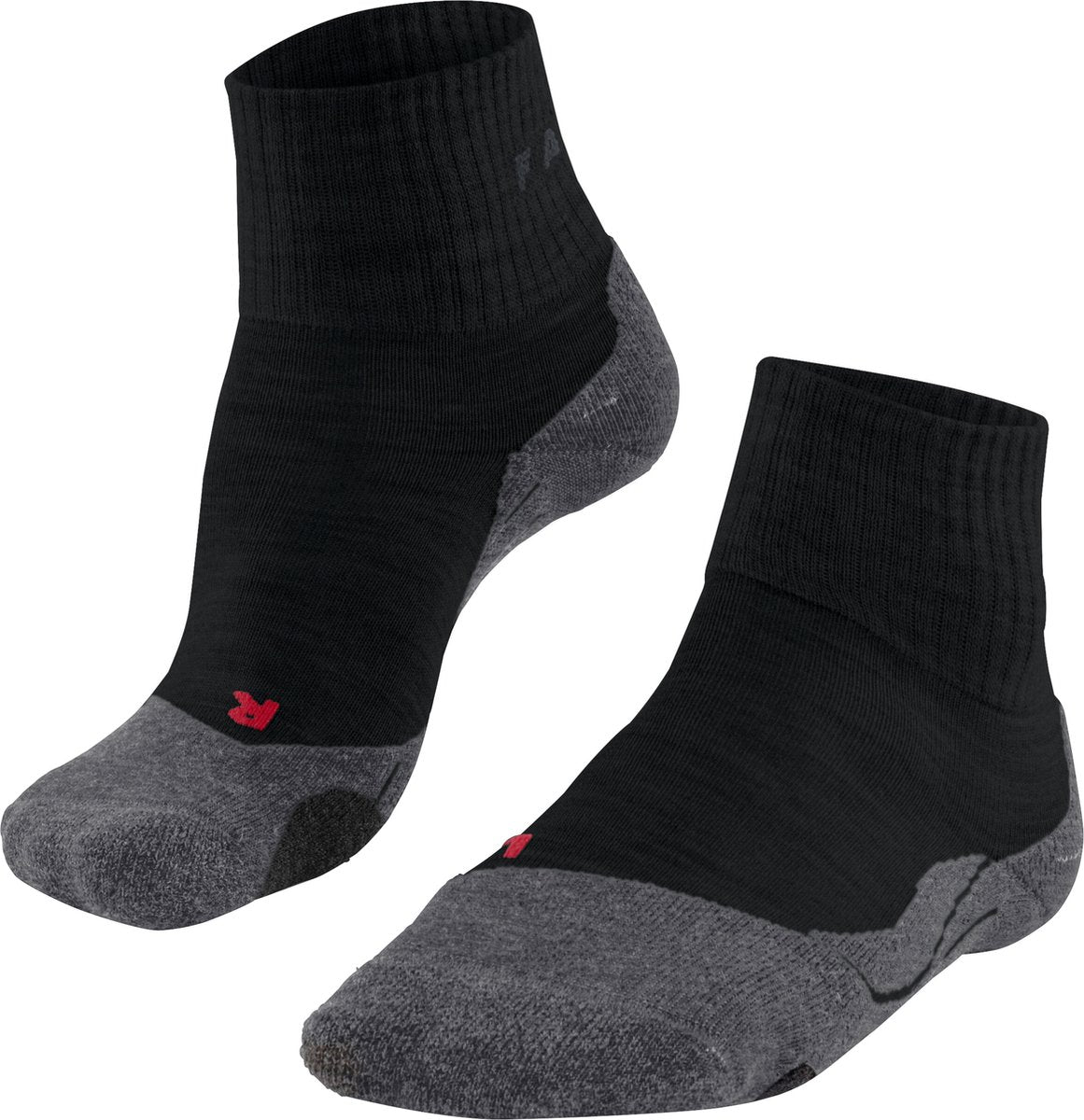 Falke tk2 korte anti-blister tykt uld funktionsmateriale gåstrømper kvinder sorte - str. 41-42