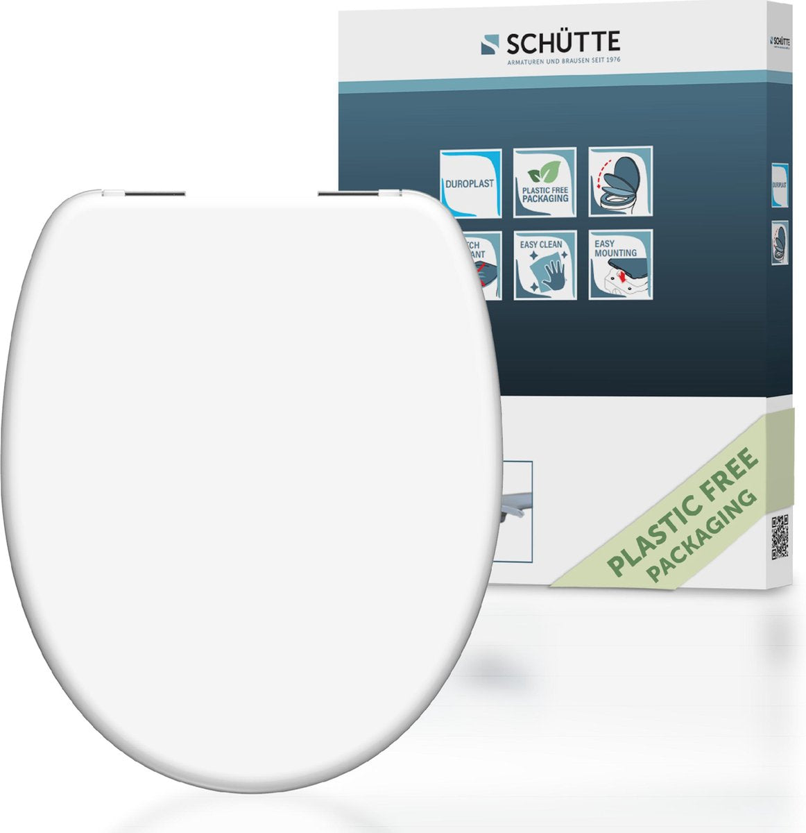 Schütte toiletsæde 82100 hvid - duroplast - soft close - krom hængsler - lakeret - hvid