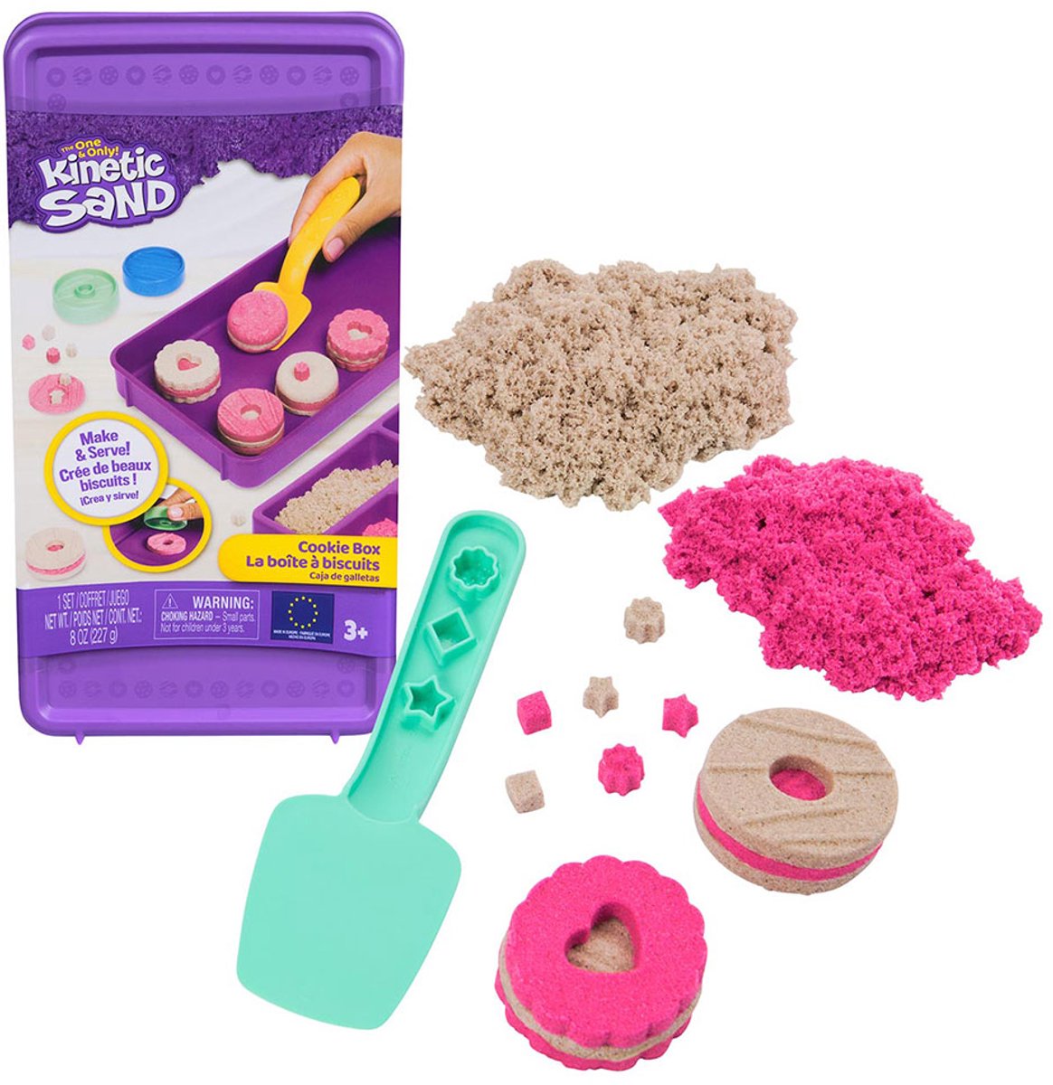 Spin master kinetic sand cookie box legesæt til børn 227g.