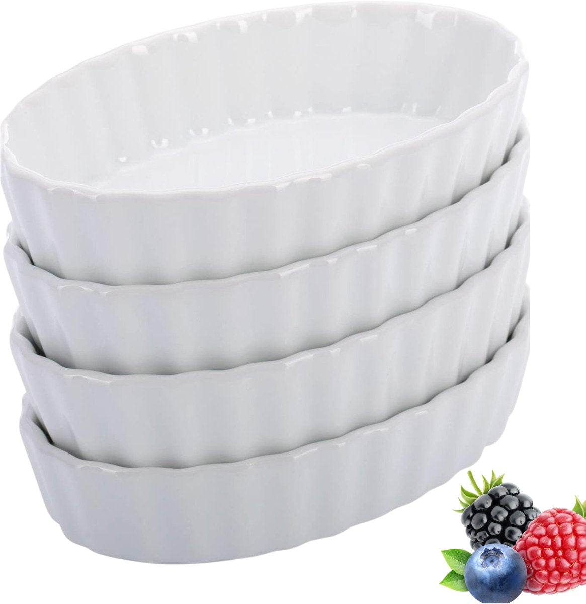 Westmark ovale fade 4 stk hvid