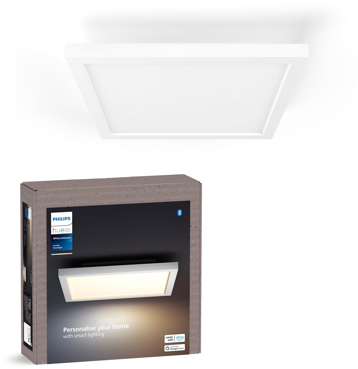 Philips hue aurelle paneellamp – warm- tot koelwit licht – wit – vierkant small