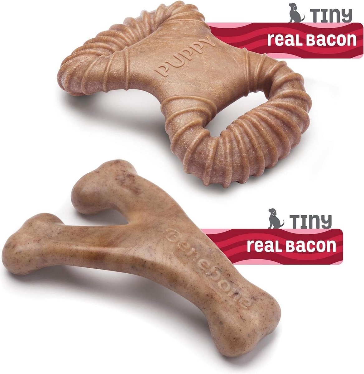 Benebone hvalpepakke (tandtygge + bærearm) tyggelegetøj - nylon - xs - sæt med 2 stk - velegnet til hvalpe og meget små hunde op til ca. 7 kg
