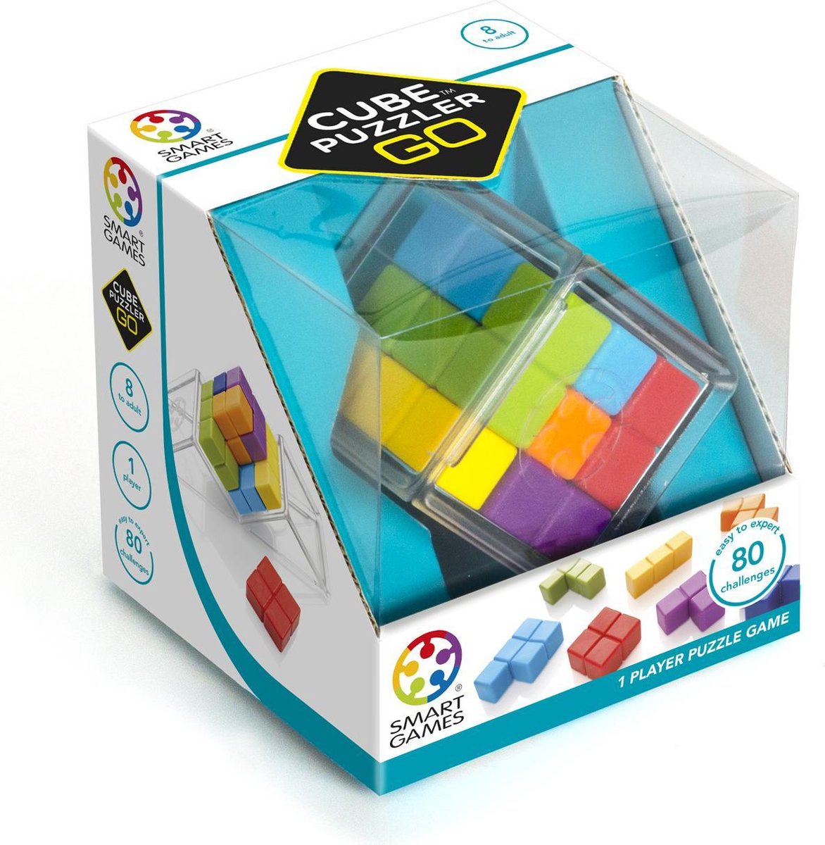 Smartgames cube puzzler go - 3D logisk tænkespil - 80 pædagogiske cube-udfordringer - IQ brainteaser kompakt rejsespil - fra 8 år