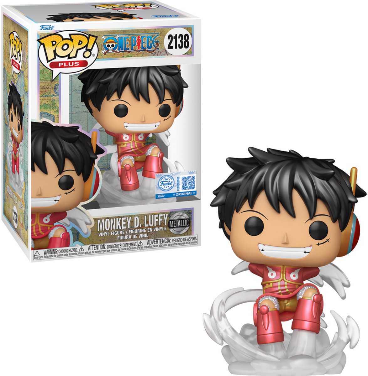 Funko pop! plus: et stykke - abe d. luffy (metallic) #2138 specialudgave eksklusiv