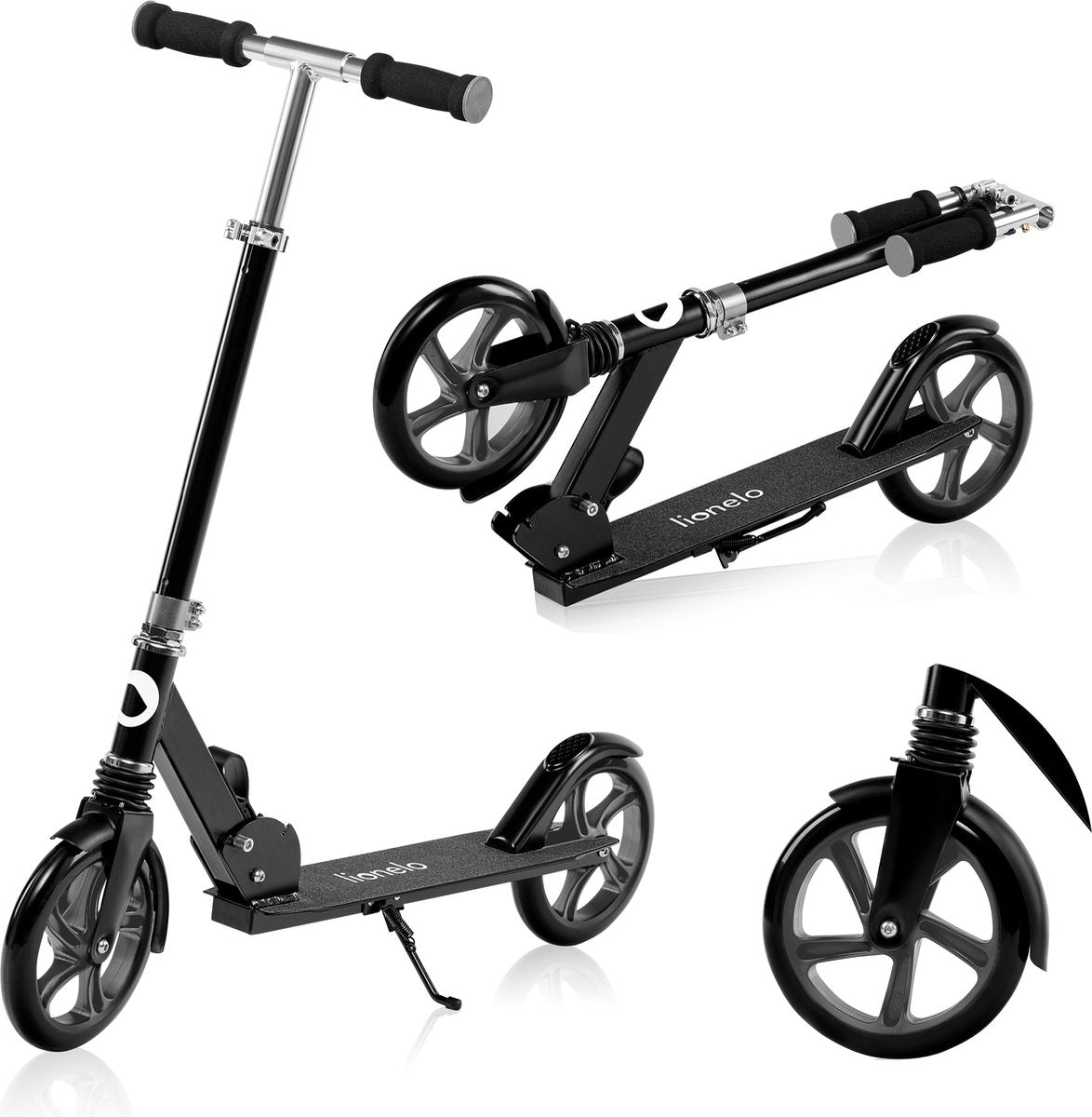 Lionelo luca scooter - sammenklappelig scooter op til 100 kg - abec-7 lejer - 200 mm hjul - stødsikker dæmpning - 3 højdeindstillinger - skridsikker platform - teenagere voksne