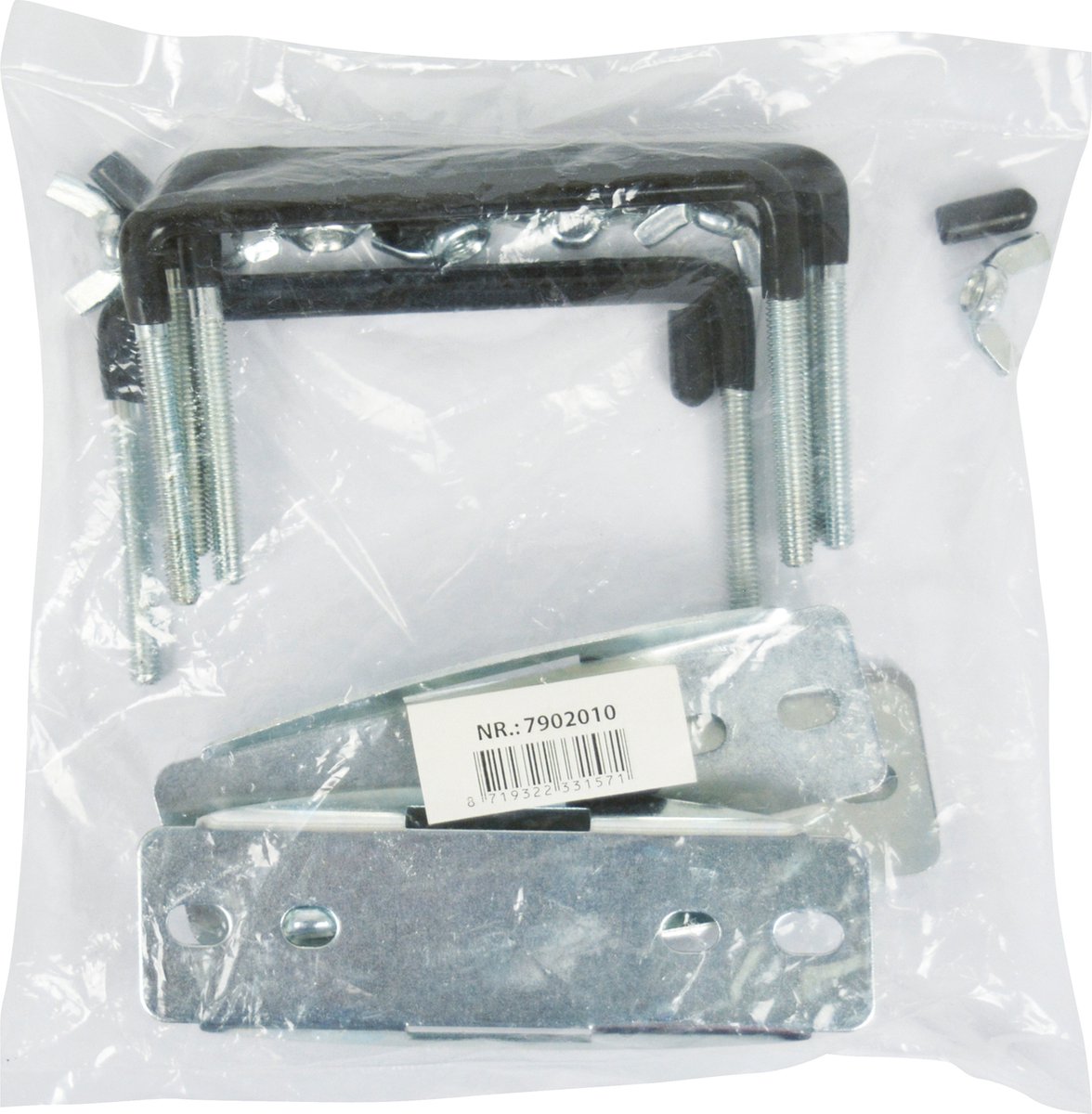 Twinny load dakkoffer bevestiging set - extra montageset - voor dakkoffers - met vier u-beugels – breedte 10cm hoogte 6,5cm - inclusief vleugelmoeren en onderplaten