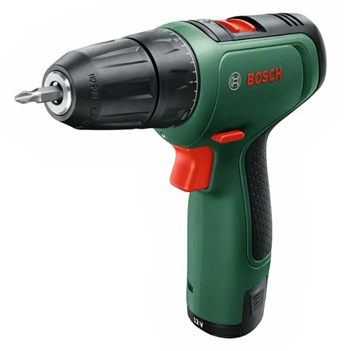 Bosch easydrill 1200 akku boremaskine - med dobbelt skruebit og kuffert - med 1x 12 v batteri og oplader