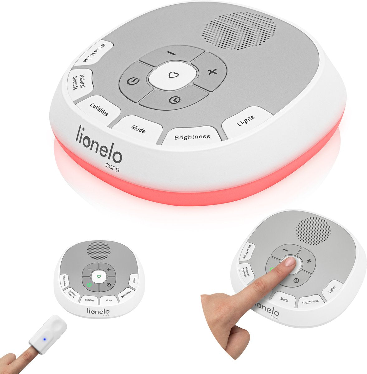 Lionelo baby nap musikboks natlys 2-i-1 - 20 lyde inkl. hvid støj vuggeviser - 11 lyse farver med dæmpningsfunktion - lovebeat pulsoptagelse - timer 15 30 60 min - kompakt bærbar, batteri op til 24 timer