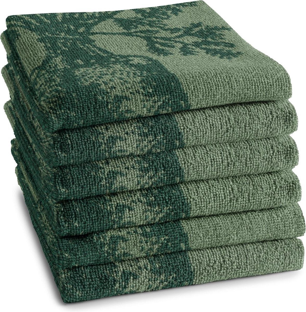 Ddddd - 6x keukendoek - set van 6 stuks - katoen - groentenprint - 50x55 cm - badstof - groen