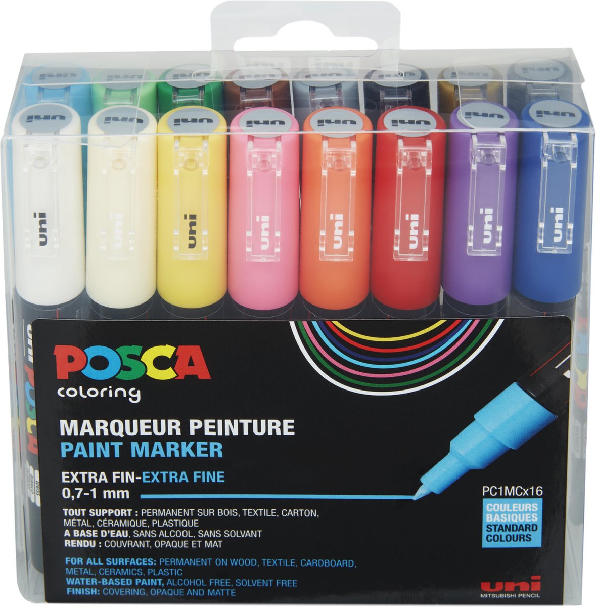Posca uni tuscher standardfarver pc1mc 0,7-1 mm line