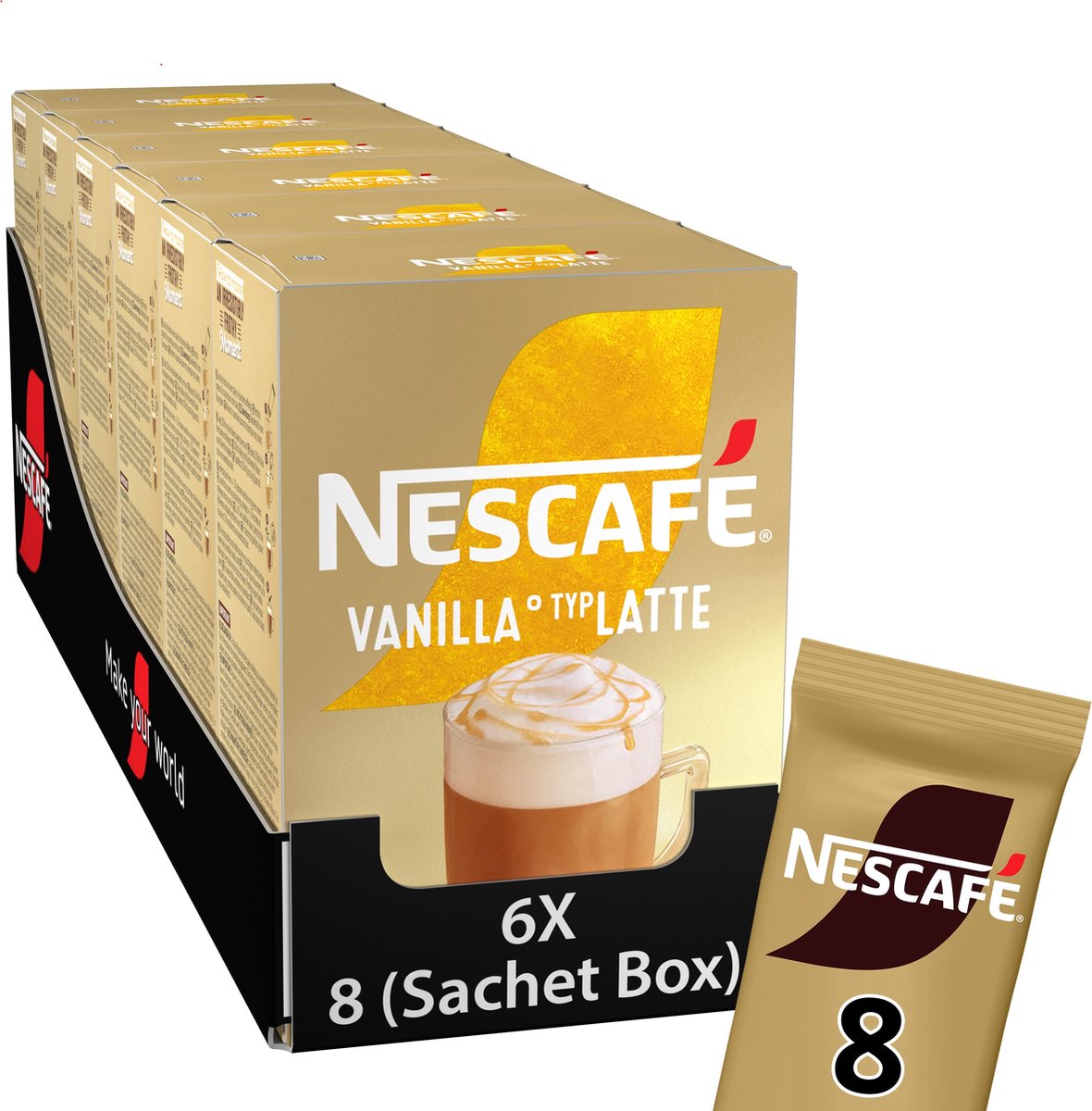 Nescafé vanilje latte instant kaffe - 6 æsker x 8 poser