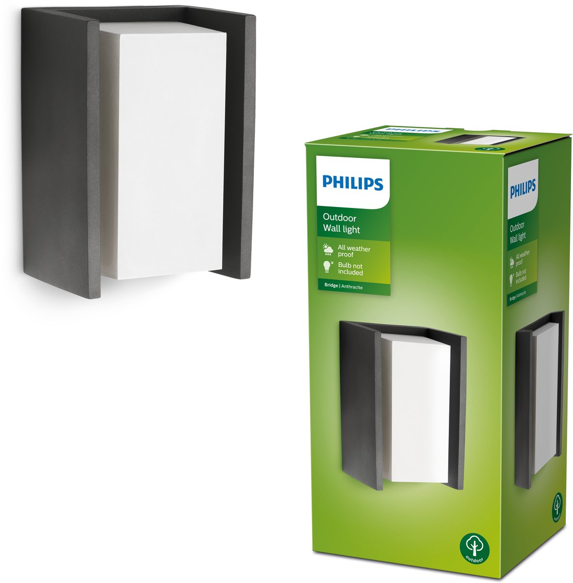 Philips led philips bridge buitenwandlamp - antraciet