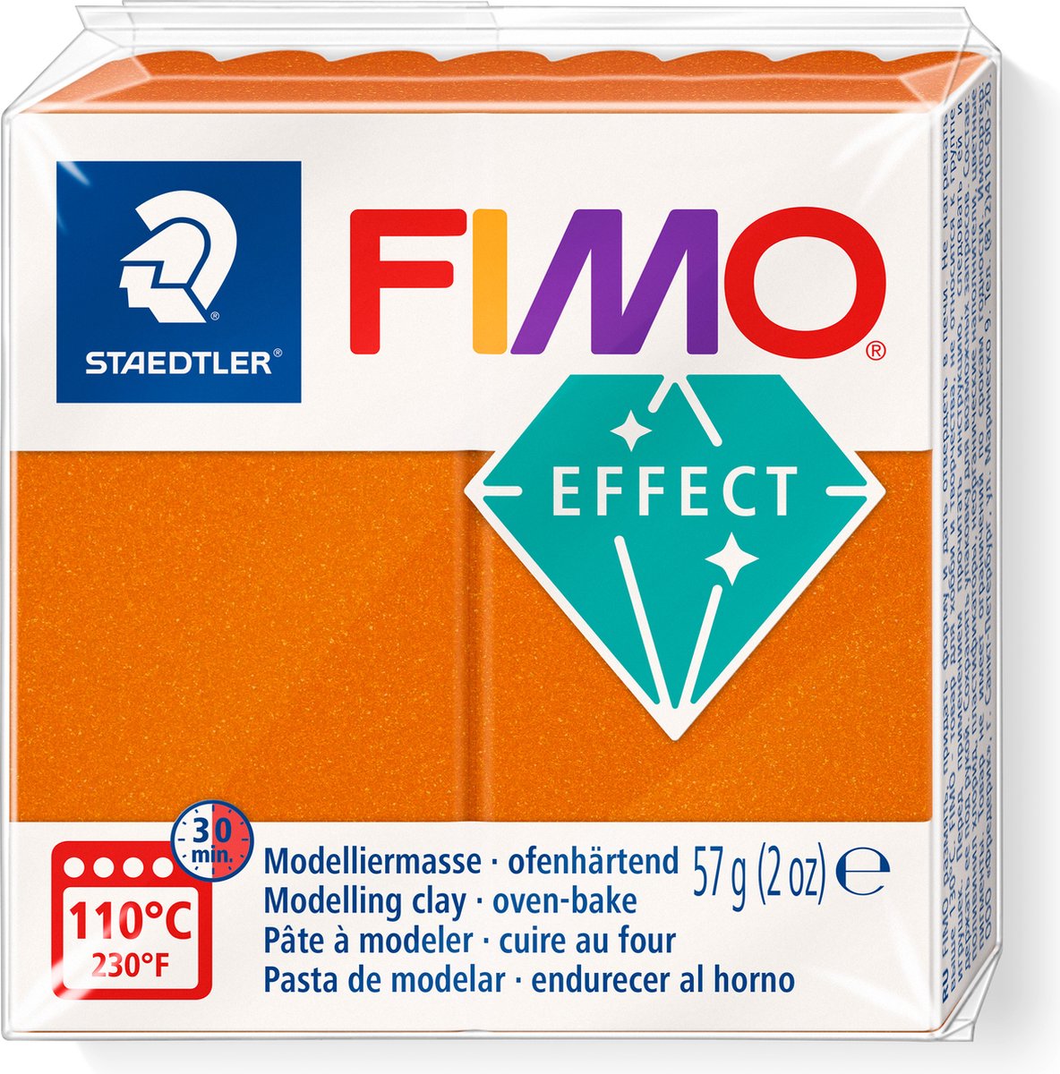 Fimo effekt ovnhærdende modellervoks standardblok 57 g - metallisk orange