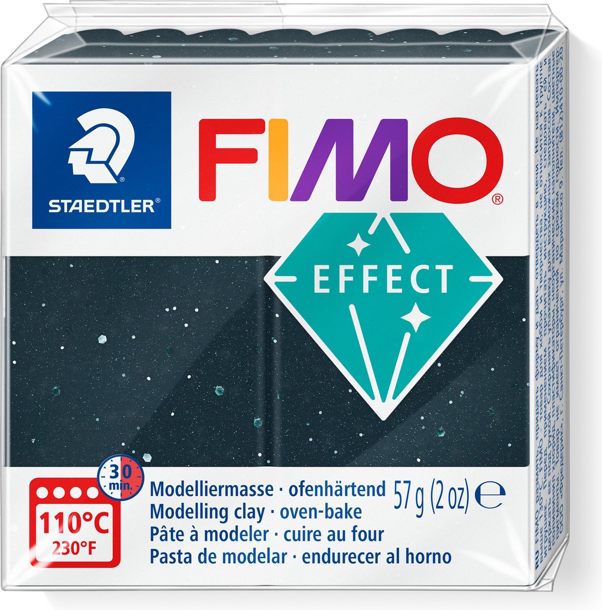 Fimo effekt modellering ler 57 g sten sort granit