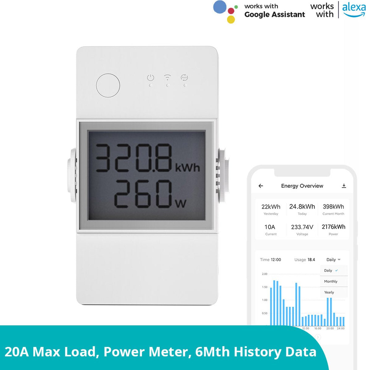 Sonoff wi-fi smart energimålerkontakt POWR320D