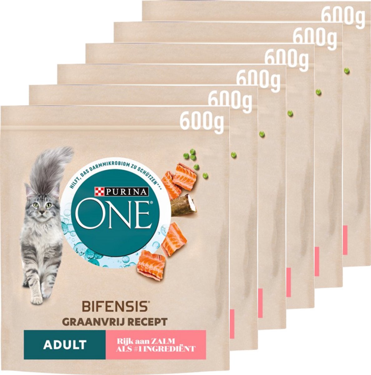 Purina one purina® one® kornfri voksen - kattefoder - laks - 6 x 600 g