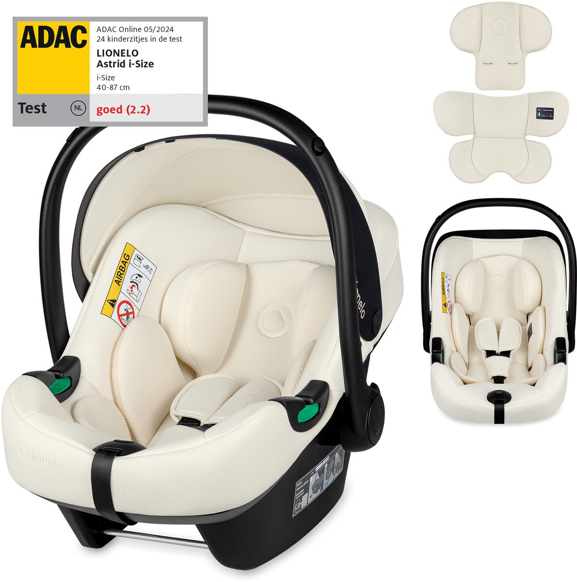 Lionelo Astrid i-size autostol – adac 5-stjernet – 40-87 cm – rwf – memory foam – justerbar nakkestøtte (7 cm) – holmbergs bælter – kompatibel med isofix-base klapvogn – i-size standard – let sikker