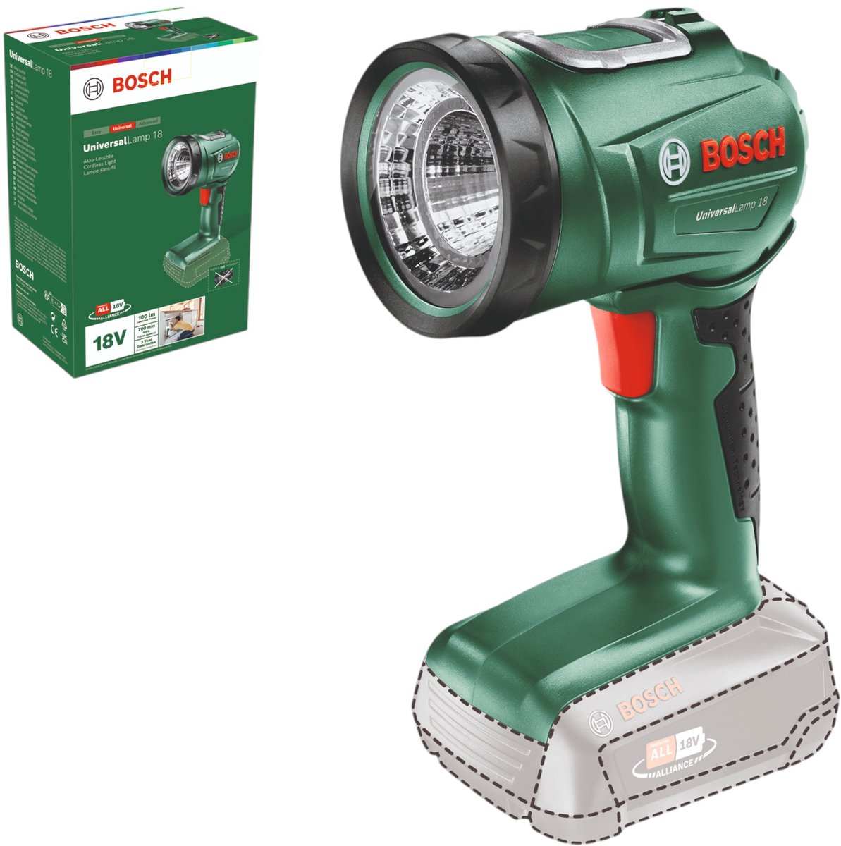 Bosch universallampe 18 byggelampe - uden batteri og oplader