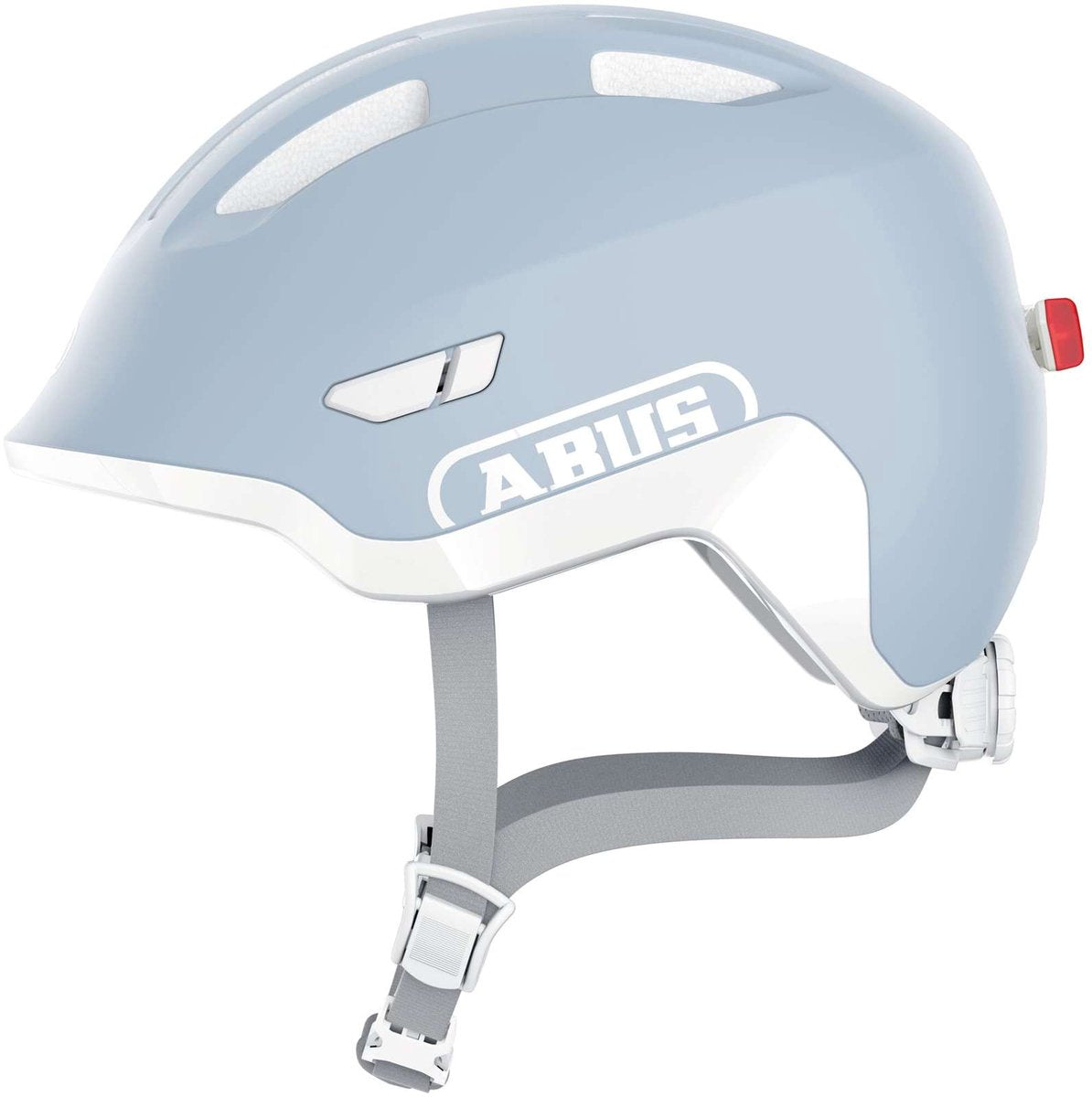 Abus børnehjelm smiley 3.0 ace LED - cykelhjelm med lys - dyb pasform plads til en fletning - til piger og drenge - ren aqua, str. m