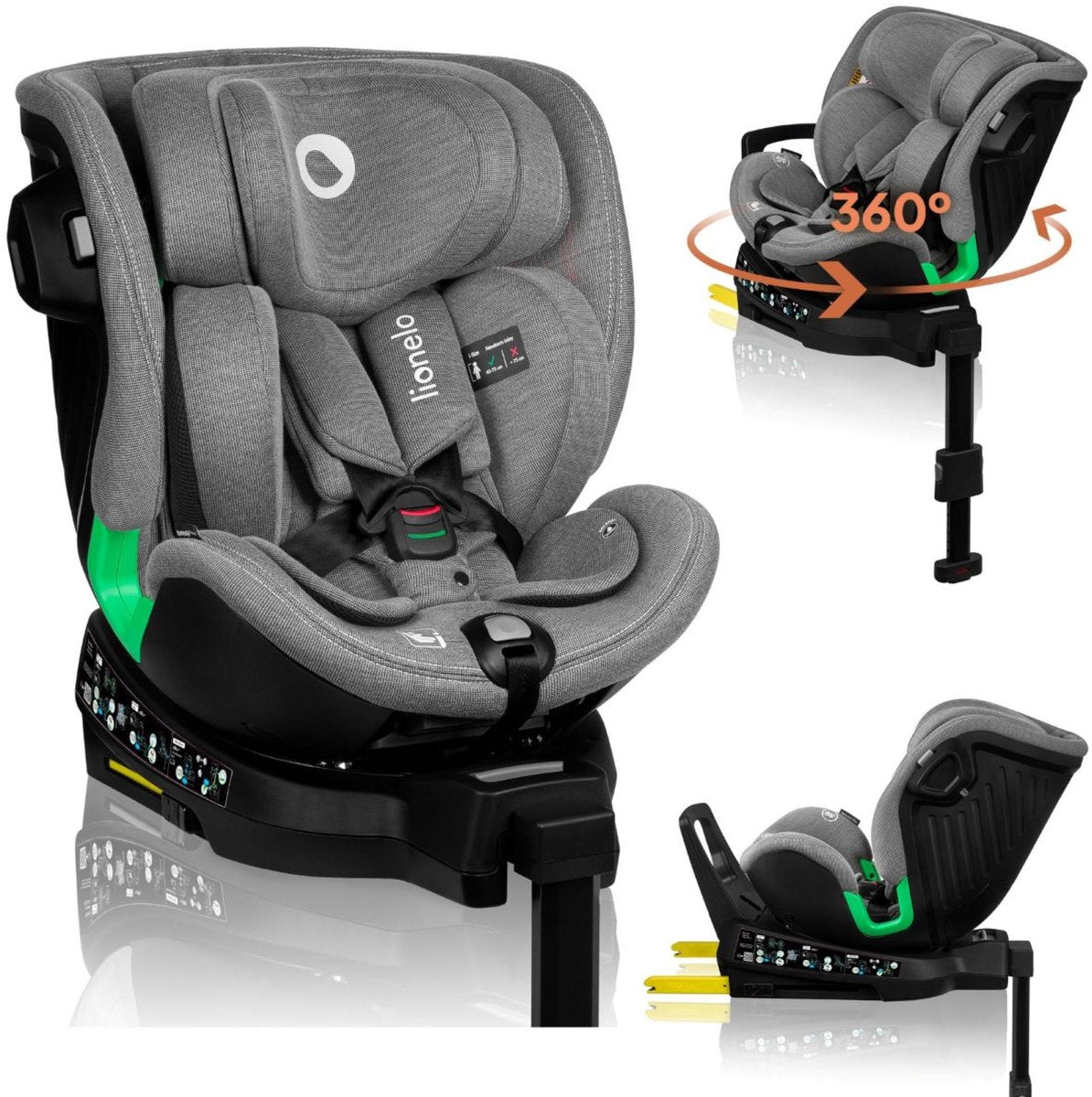 Lionelo - harmony i-size - autostol - 360' drejefod - bredt sæde - bagudvendt op til 105 cm (18 kg)