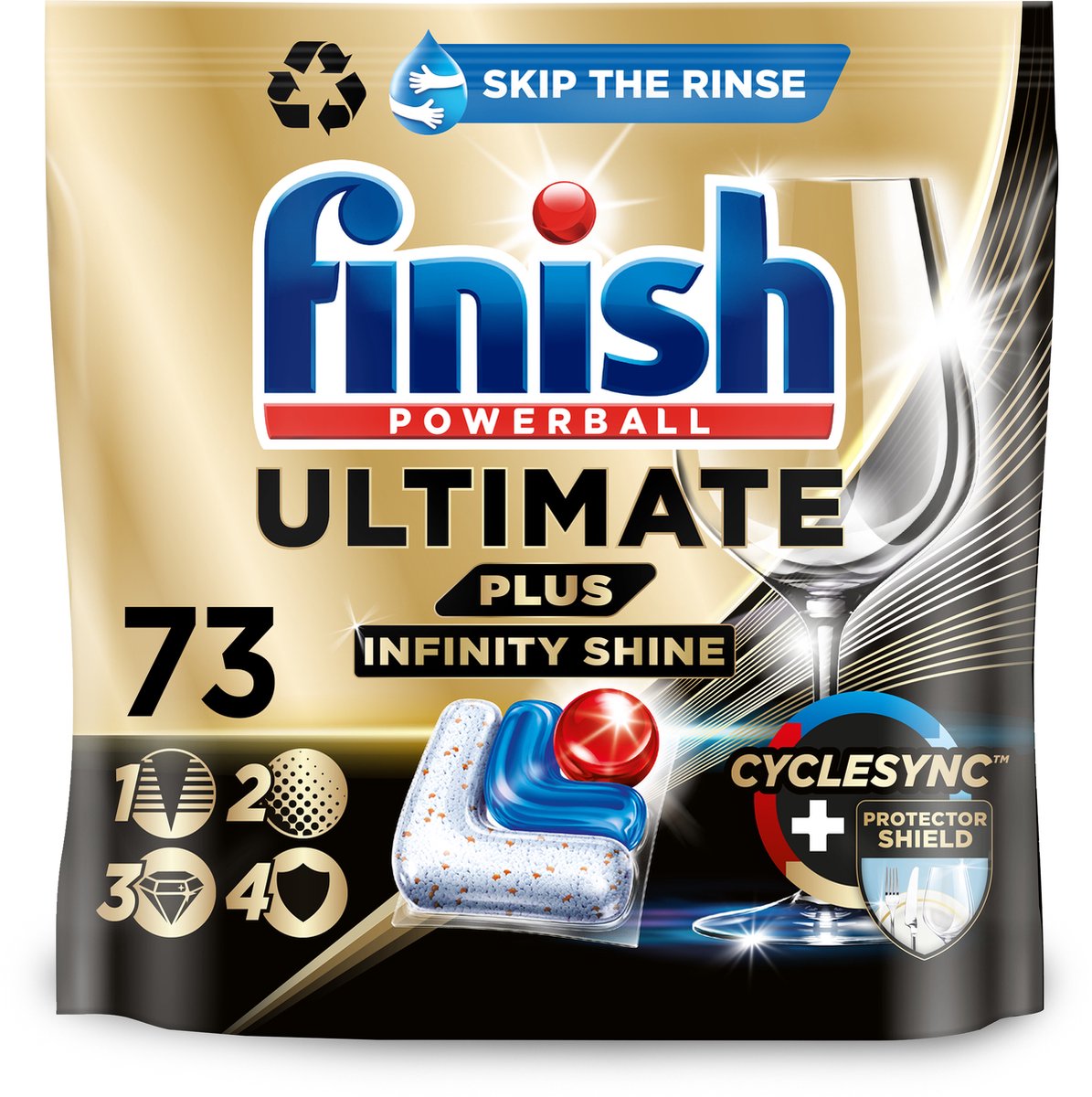 Finish ultimate plus infinity shine opvasketabletter - 73 kapsler - kvartalsboks
