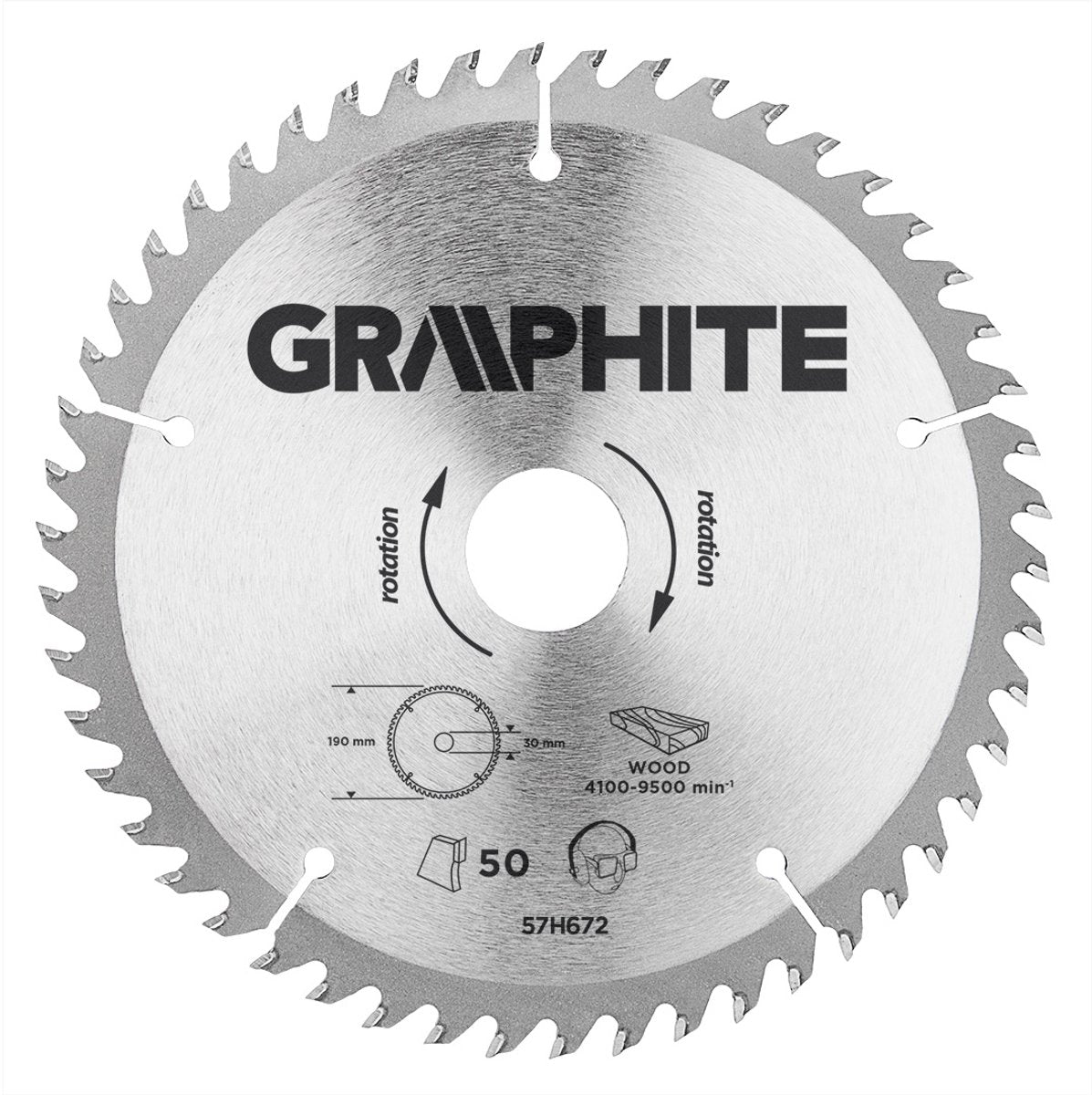 Grafitrundsavklinge 190 mm, 50 tænder, træ