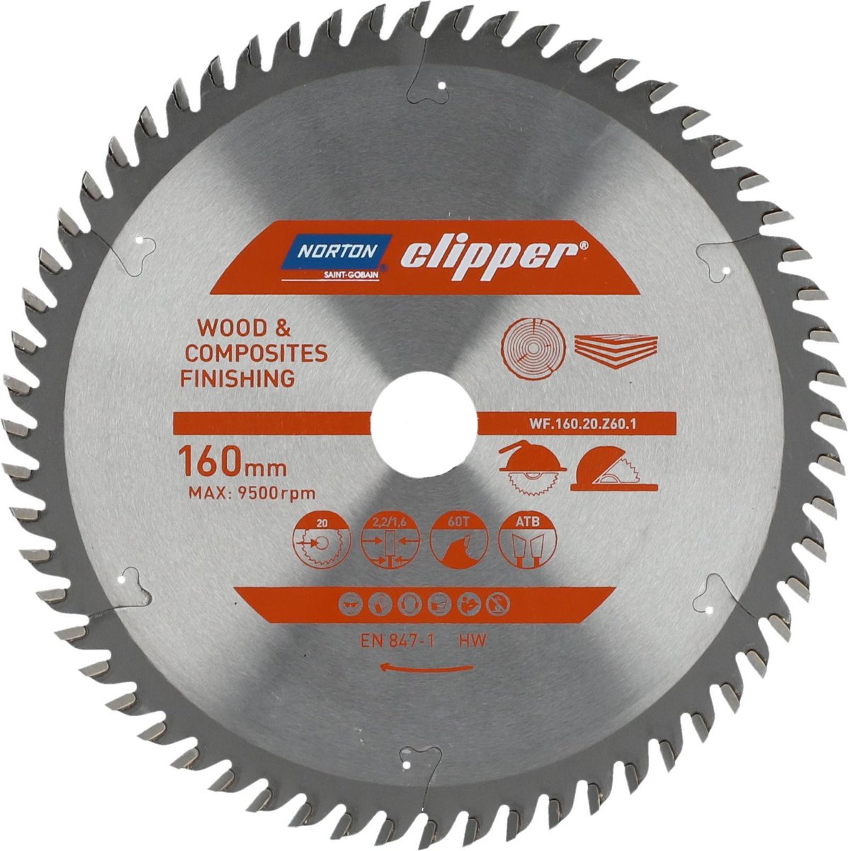 Norton clipper pro series - rundsavklinge - 160 mm - 20 mm - træ og kompositter