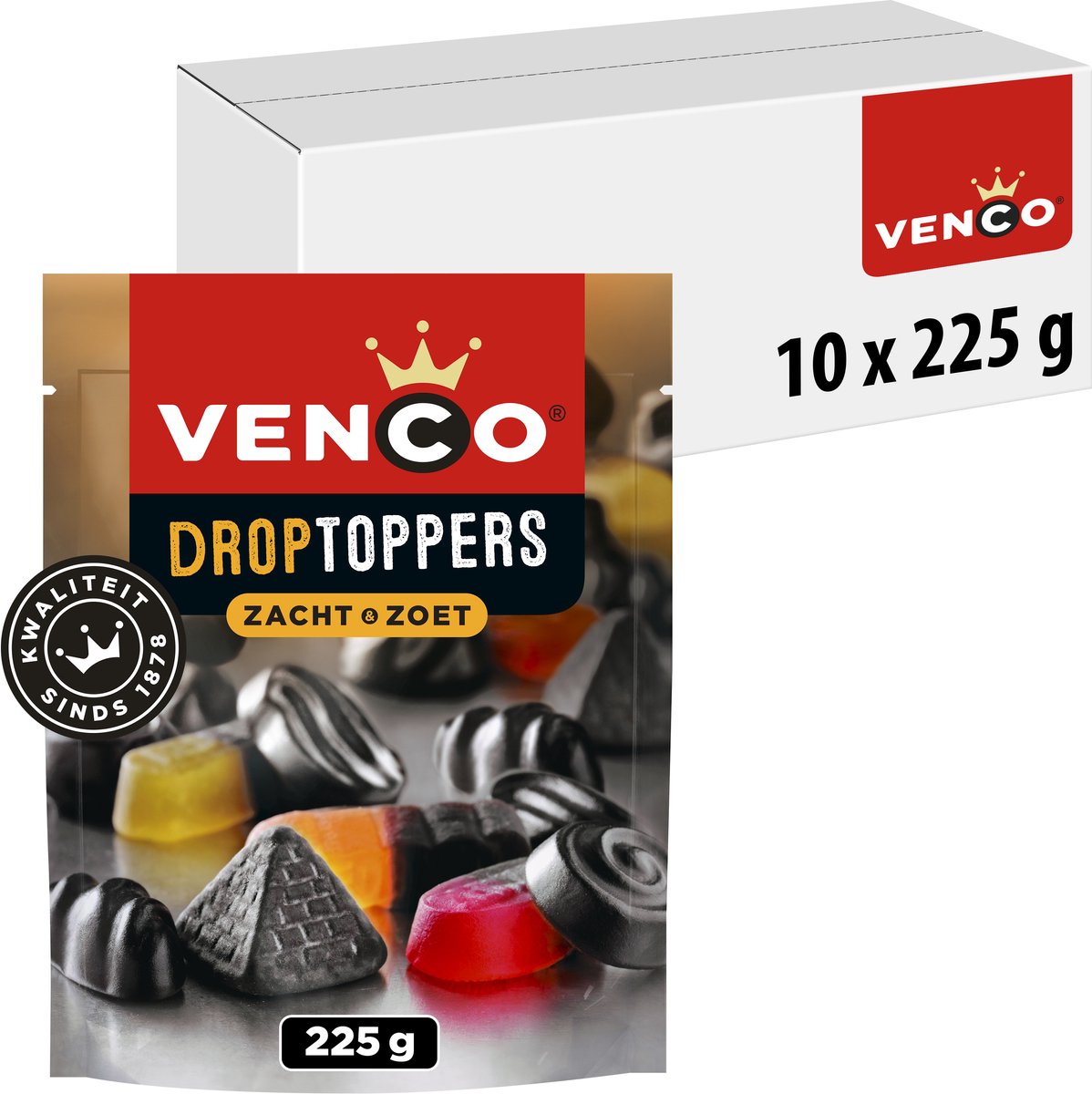 Venco lakridstoppers blød sød pose (10x 225gr)