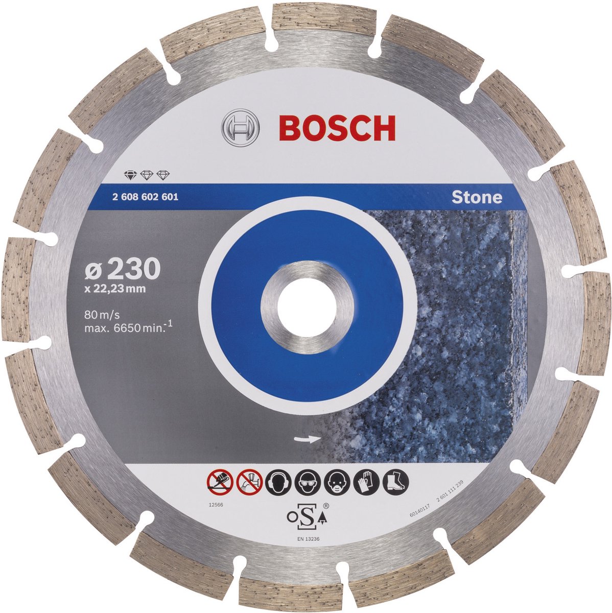 Bosch - diamantskæreskive standard til sten 230 x 22,23 x 2,3 x 10 mm