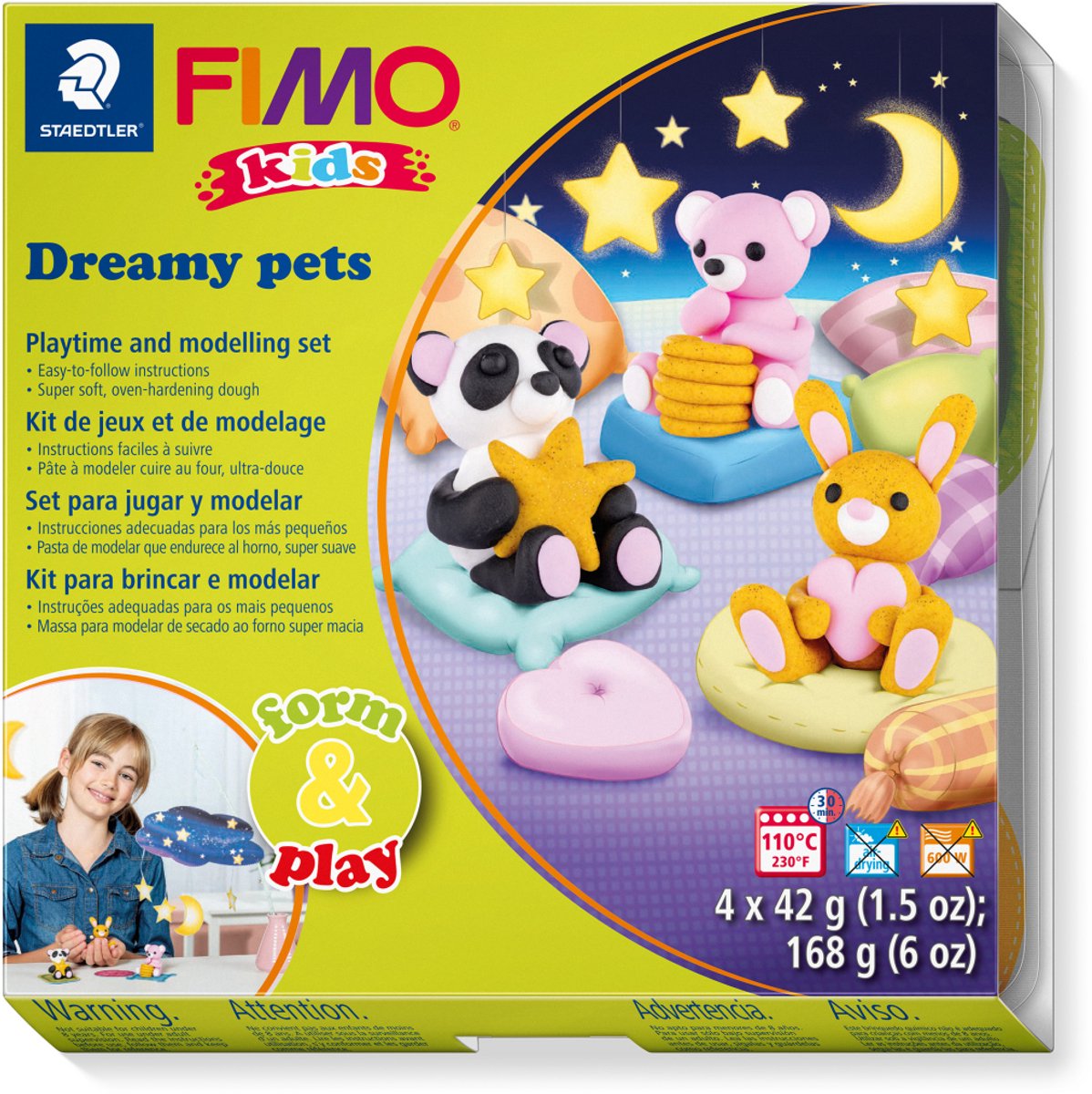 Fimo kids 8034 - ovnhærdende modeller - formlegesæt drømmende kæledyr