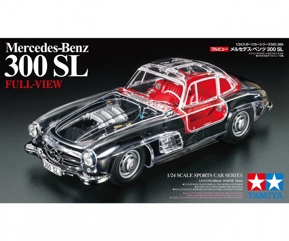 Tamiya modelsæt bil - 24366 mercedes-benz 300sl - helt gennemsigtig - begrænset version plastik - 1:24 - modelsæt