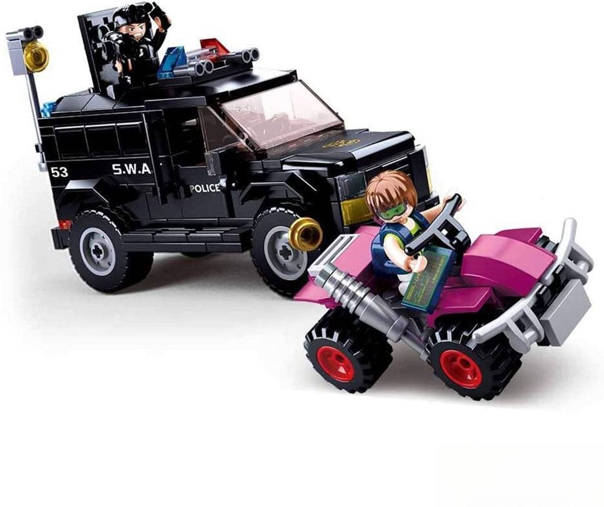 Sluban model mursten swat pansrede køretøj byggelegetøj til børn fra 6 år - byggelegetøj modelbygning - byggekasse med 293 byggeklodser og 3 minifigurer - m38-b0653