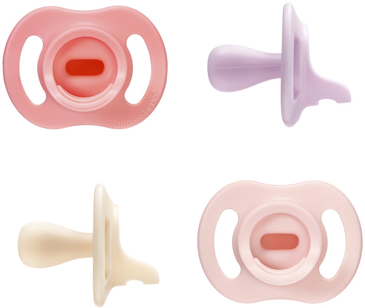Tommee tippee ultralet stayput sut - 0-6 måneder - sæt af 4 - silikonesut i ét stykke - pink