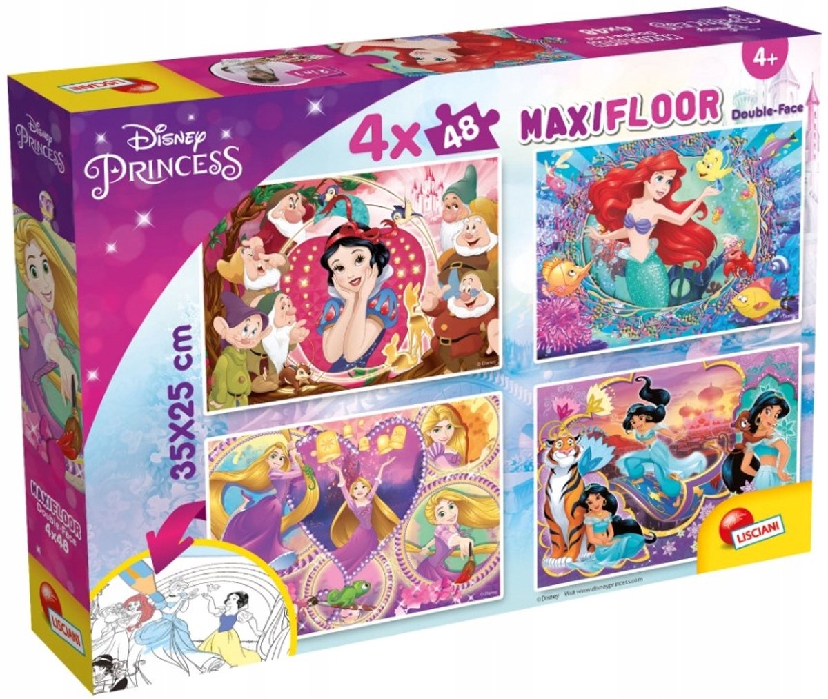 Lisciani disney puslespil maxifloor 4 x 48 prinsesse