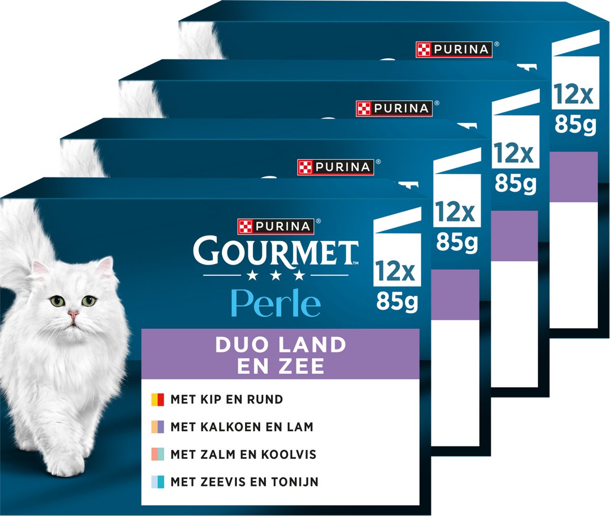 Gourmet perle - våd kattefoder - land hav duo med kylling og oksekød - 48 x 85 g