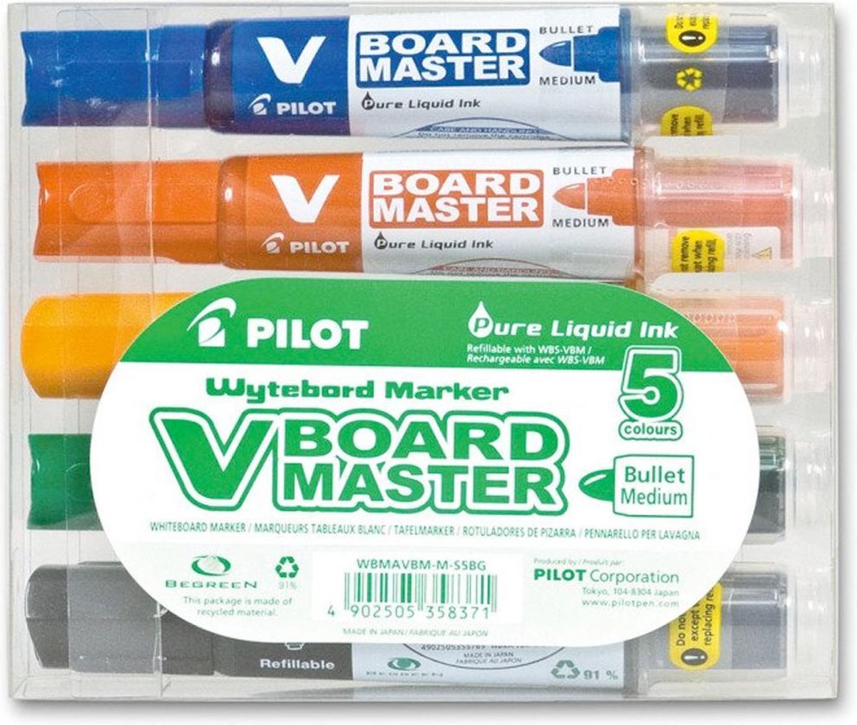 Pilot v-board master – tavlemarkør 5x sæt – medium kuglespids