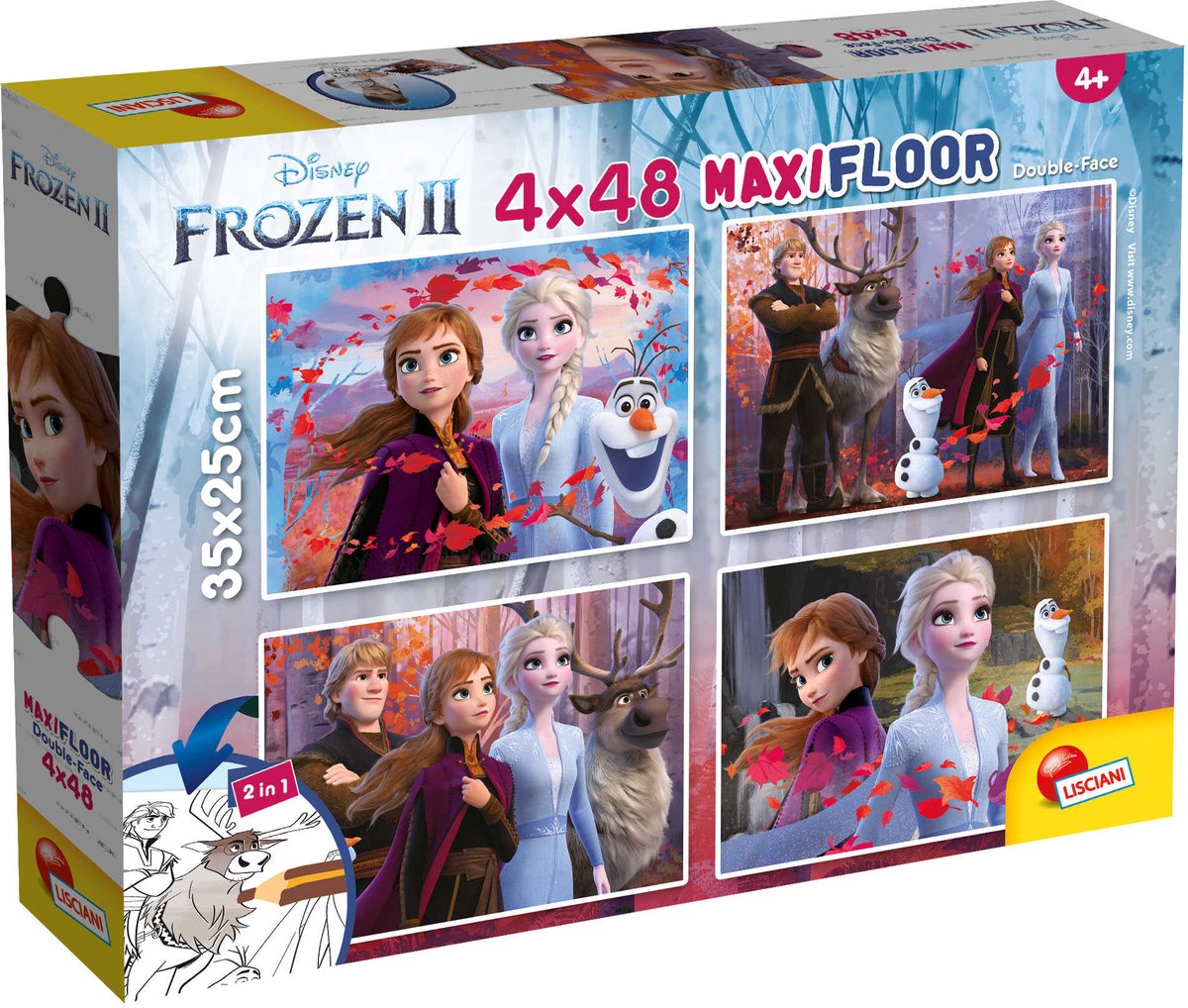 Lisciani disney puslespil maxifloor 4 x 48 frossen 2